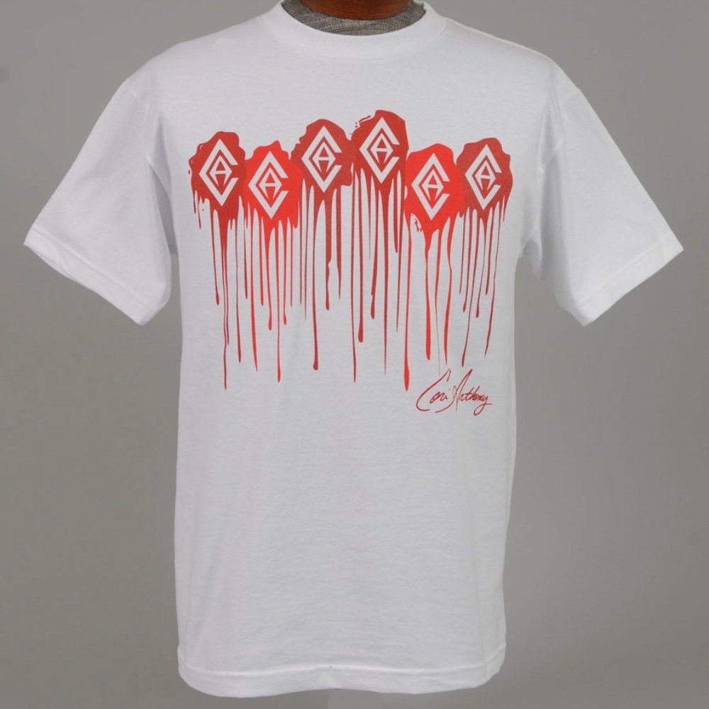 Red Dripping CA White Tshirt by Cori Anthony